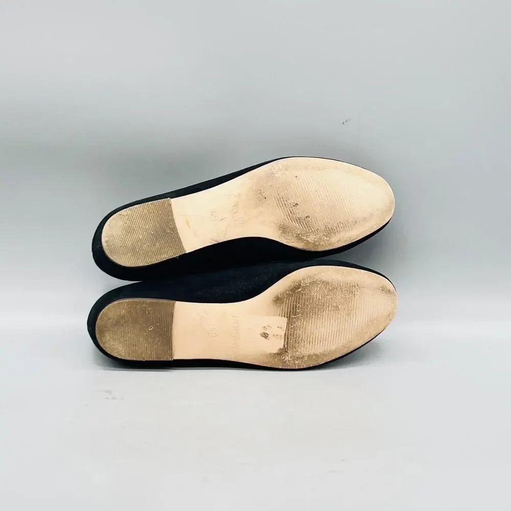 J Crew Shoes Womens 5.5 Black Suede Penny Loafer Flats Almond Toe Slip On Casual